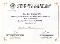 QEC Team attended a One day Seminar on “Internal Quality Assurance &  External Quality Assurance: Role of Stakeholder” organized by Sindh Institute of Physical Medicine and Rehabilitation on December 30th  2022.